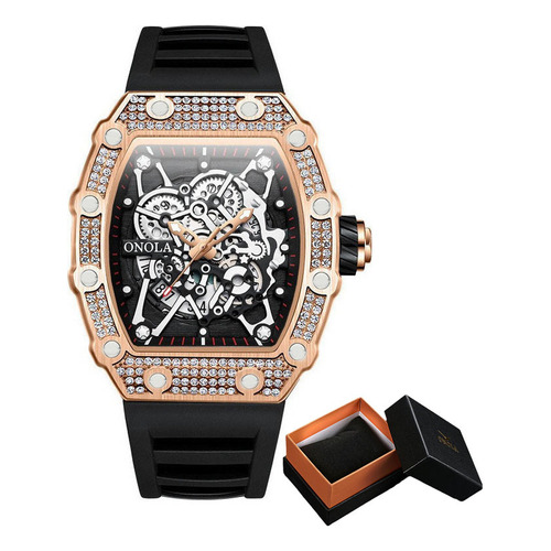 Reloj Onola Classic Diamond Quartz A Prueba De Agua Color De La Correa Rose Black