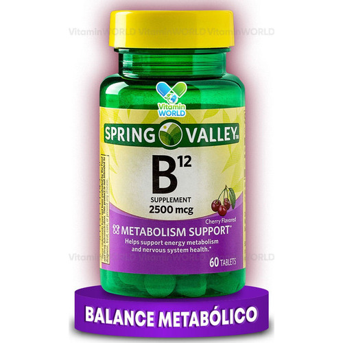 Vitamina B12 Cianocobalamina 2500mcg  60 Tabletas Cereza