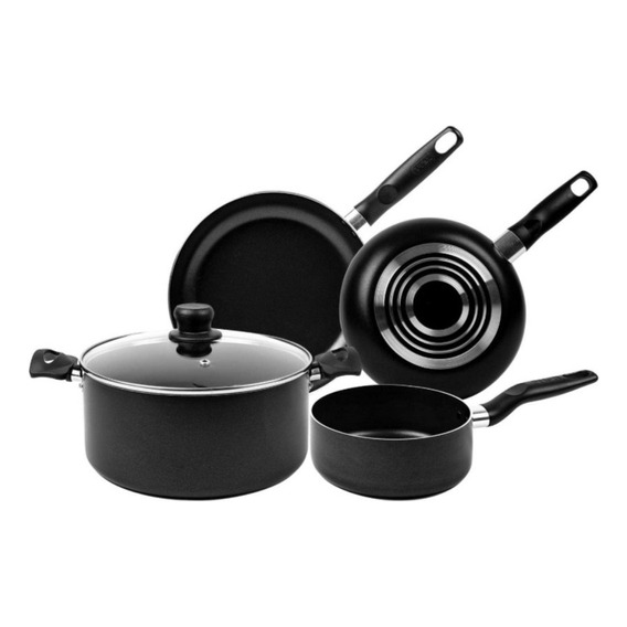 Batería De Cocina T-fal Inicia 5 Pz. Muy Practica 5813700 Color Negro