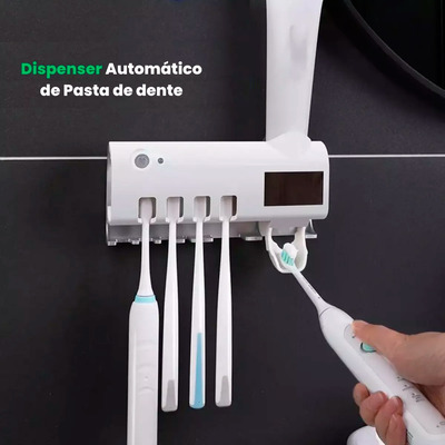 Suporte Dispenser Creme Dental Esterilizador Escova Dentes