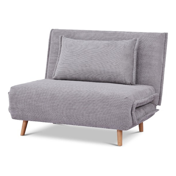 Futón sillón reclinable Eke Home Life 3LAH de 1 cuerpo color gris de tela y patas color madera de madera