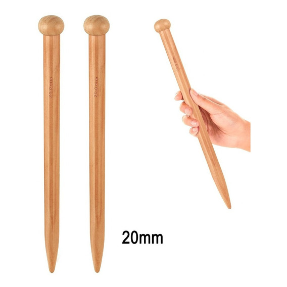 Set De 2 Palillos Rectos De Bambu Jumbo 20mm Grueso
