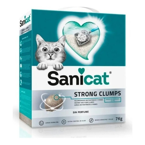 Piedras Gatos Sanicat Strong Clumps 7kg Ultra Aglomerante x 7kg de peso neto