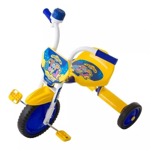 Triciclo Ultra Bike Top Boy Jr Motinha Motoca Azul/Amarelo