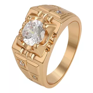 Anillo Grueso Caballero Oro 18k Lam Diamante Ruso Gran Calid