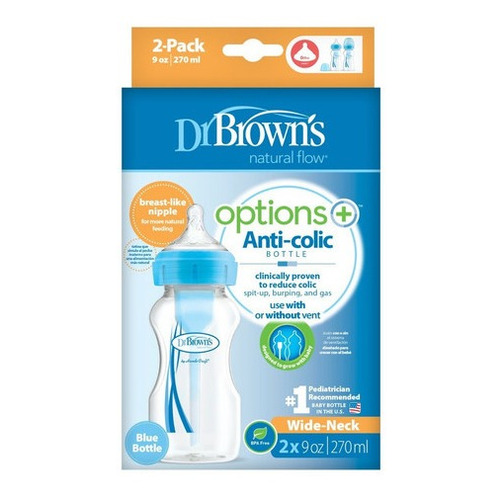 Kit De 2 Biberones Dr Brown´s Options+ Ancho 270ml/9oz 0m+ Azul