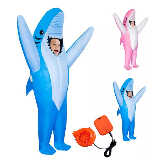 Disfraz Inflable De Tiburón Para Niños 120-155cm, Disfraz Inflable De Tiburón De Halloween, Disfraz Divertido Para Niños Y Niñas 