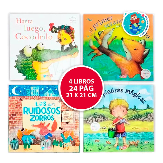 Set 4 Libros De Cuentos De Animales Con Valores Y Virtudes