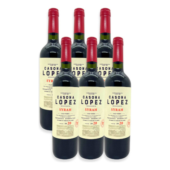 Casona López Vino Tinto Syrah Mendoza Caja X6u 750ml