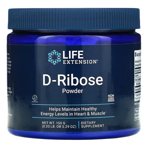 Life Extension, D-ribosa En Polvo, D-ribose Powder 150 G Sin sabor