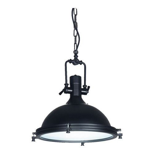 Lampara Colgante Industrial Deco Terestia Negro Vidrio Metal