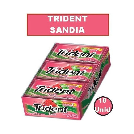 Chicle Trident  Sandia Display 18 Unidades 153g