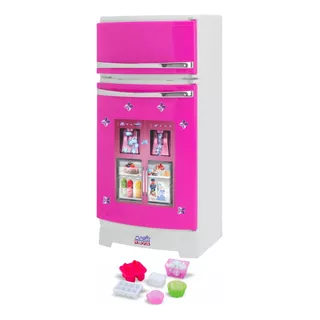 Geladeira Infantil Pink Com Freezer E Acessorios