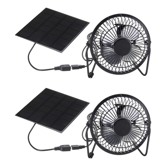2 Ventiladores Portátiles Alimentados Por Panel Solar, 5 W,
