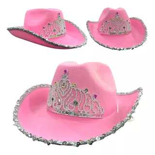 Gorro Cowboy Vaquera Texas Rosa Con Corona - Pack X 6 Un