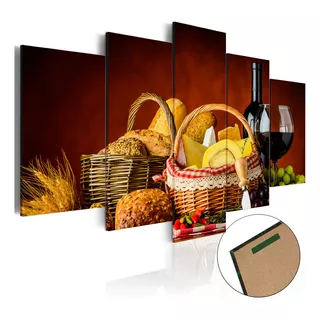 Kit Quadros Decorativos Sala Jantar Santa Ceia Vinho Cozinha Cor Q5-277 Cor Da Armação Cor Da Imagem