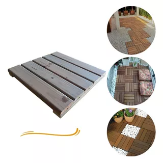 Deck Modular Madeira Maciça Tratada Para Área Externa 45x45