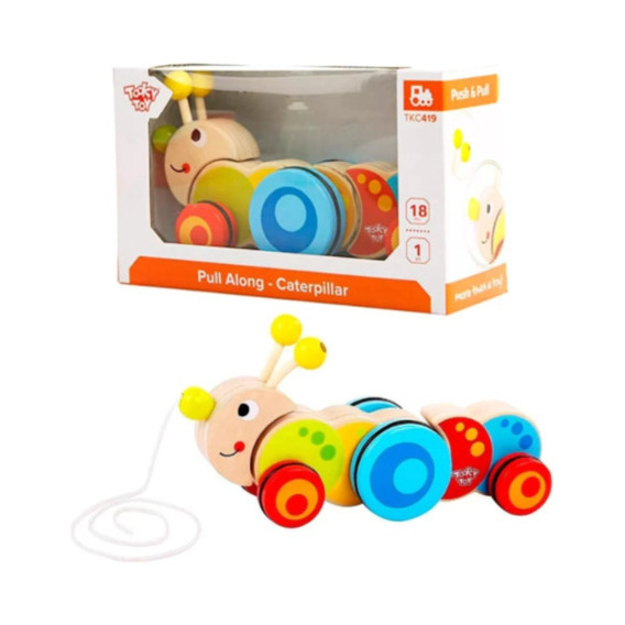 Arrastre Didáctico Gusano Madera Tooky Toy Juego Juguete