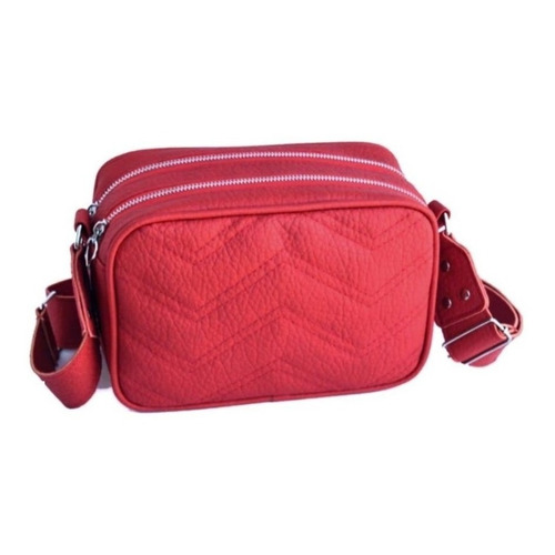 Cartera bandolera PM Complementos  morral bandolera diseño liso de cuero sintético  roja con correa de hombro roja