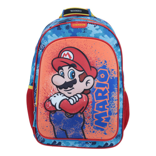 Mochila Grande Mario Splash Azul Termoformado 3d