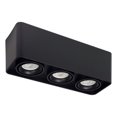 Plafón 3 Luces Toronto Gu10 Negro Con Movimiento 30x10cm Negro