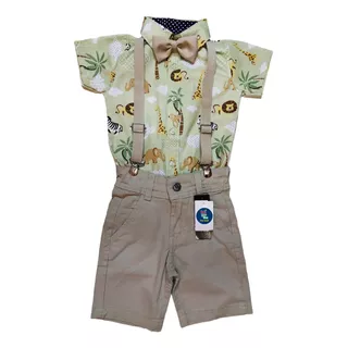 Roupa Festa Infantil Safari Arca De Noé Bege Rei Leão Bebê 