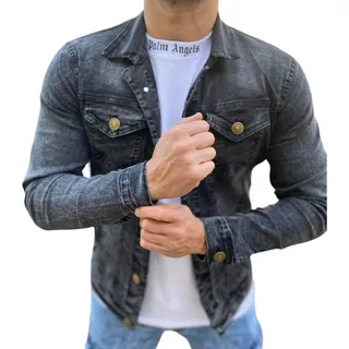 Campera De Jeans Elastizada Tokio Gris Nevado Entallada