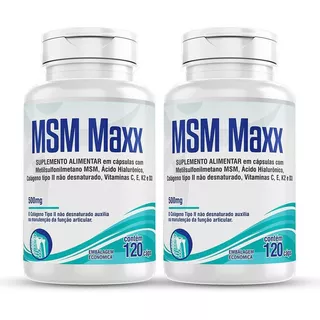 Msm Maxx 2x 120cps Colágeno Ácido Hialurônico Vit C E D3 K2 Sabor