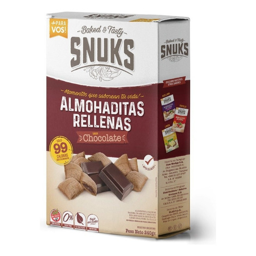 Almohaditas Rellenas Chocolate Snuks Sin Tacc 240 Gr