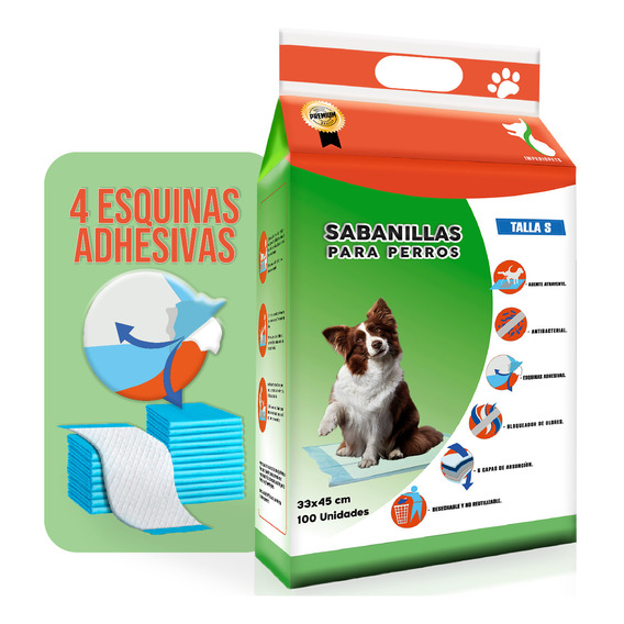 100 Pañales Sabanillas Mascotas 33x45 Cm Perro Entrenamiento