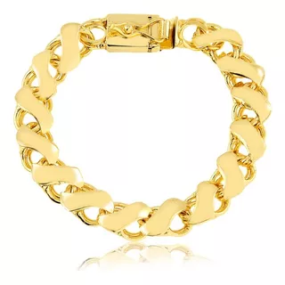 Pulseira  Grossa Friso S 13mm Feita Em 100% Moeda Antiga Comprimento 21   Cor Dourado Diâmetro 13  