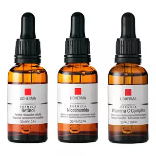 Kit X3 Activos Retinol + Nicotinamida + Vitamina C Lidherma 