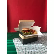 100 Cajas Burger Combo Postres Bicolor (ds) 20x12x9 Cm Bap