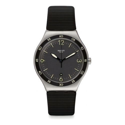 Reloj Swatch Irony Black Suit Big Classic Yws454 Color de la correa Negro Color del bisel Gris Color del fondo Negro
