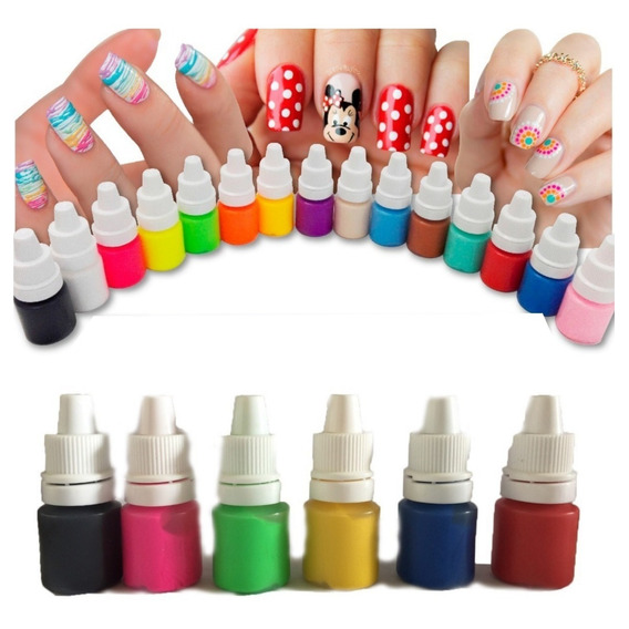 ¡ Kit De 12 Pinturas Acrílicas Nail Art Decoración Uñas !!