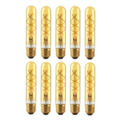 Pack Lampara Tubo Filamento Led Golden 2w E27 T30 X10 Blanco Cálido