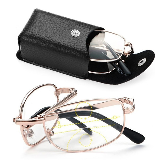 Lentes De Lectura Bifocal Plegable Marco Metal Dorado (+1.5)