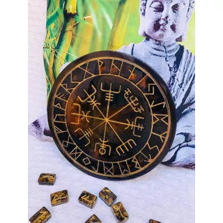 Orgonite Redondo Vegvisir Vikings Runas Nórdicas Olho Tigre