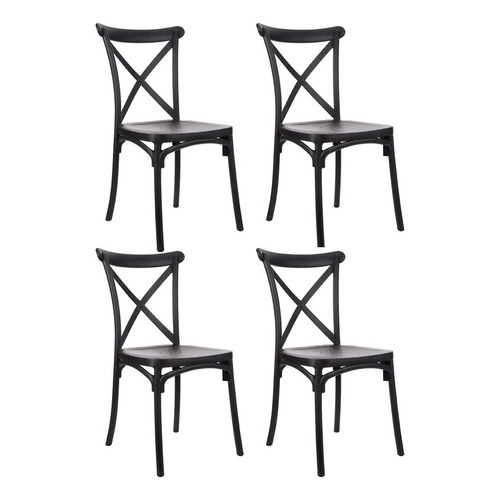 Silla Plástica Katrina Exterior Interior X4 - Gardenlife Cantidad de sillas por set 4 Color de la estructura de la silla Negro