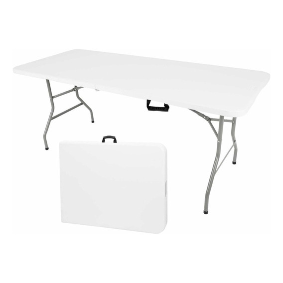 Mesa Plegable Klatter Rectangular Tipo Maleta 1.8 Metros Color Blanco