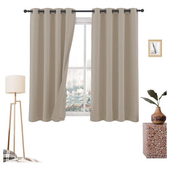 Cortinas Blackout 275cm Ancho X 160cm Alto - En 2 Páneles Color Arena