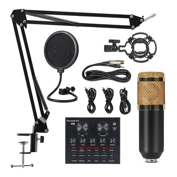 Microfono + Consola Con Brazo Y Condensador Ideal Podcast Yt Color Negro y dorado