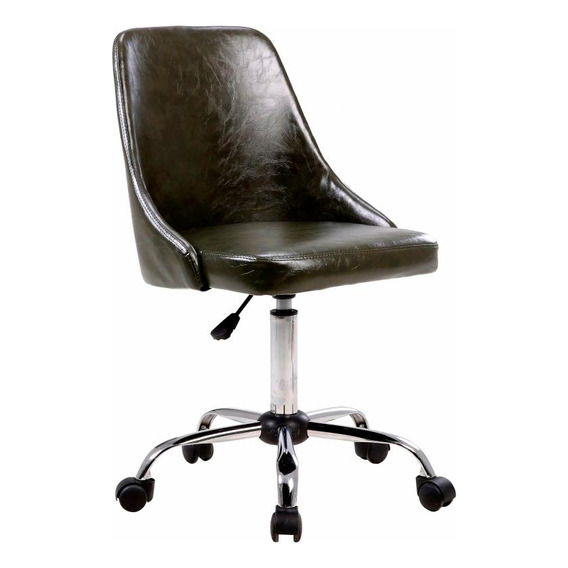 Asiento De Oficina Negro Simil Cuero D-1001