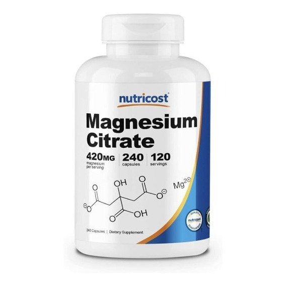 Original Citrato De Magnesio Nutricost 420mg, 120 Por, 210mg