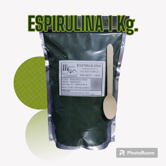 Espirulina En Polvo 1 Kilo. + Cuchara De Madera