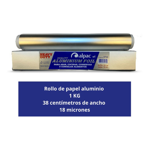 Rollo De Papel Aluminio Alpac 38cm X 1kg C/ Estuche Con Filo