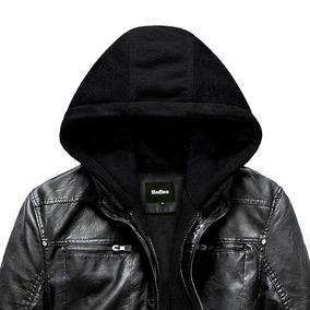 Jaqueta De Couro Com Capuz Removivel - Casacos Masculino no Mercado Livre Brasil