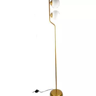 Luminária Coluna De Chão Dual Skyshow® Globo Abajur De Piso Cúpula Globo Vidro Estrutura Dourado
