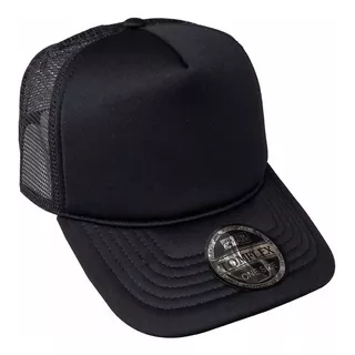 Boné Preto Tela Trucker Aba Curva Liso Sem Estampa Furadinho