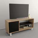 Mesa Rack Tv Moderna Con Puerta Y Estantes Color Olmo Negro